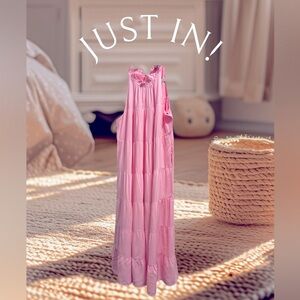 NWT- Sleeveless Tiered Maxi Dress w/ ruffled neckline.